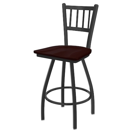 Holland Bar Stool Co 30" Swivel Bar Stool, Pewter Finish, Dark Cherry Oak Seat X810